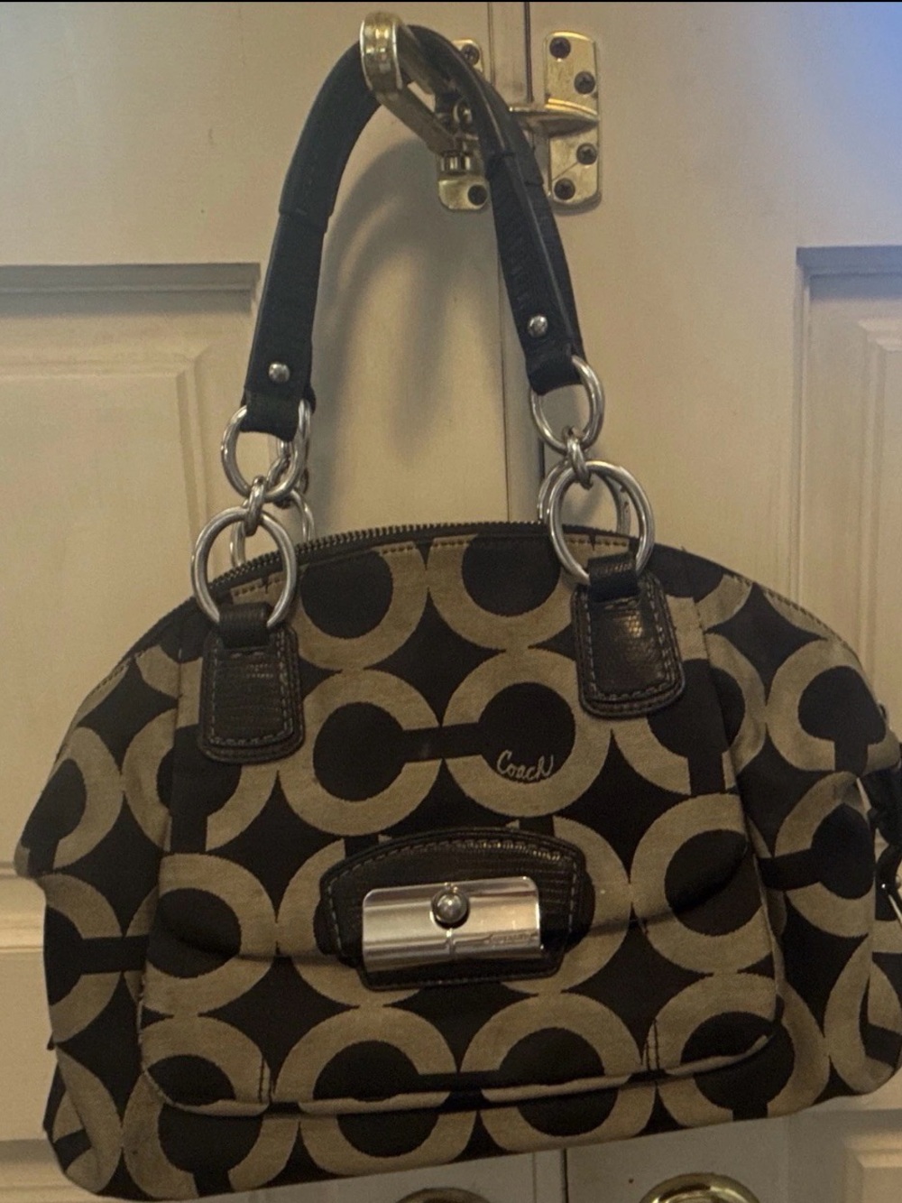Coach Signature Canvas Dome ySatchel - black and gray